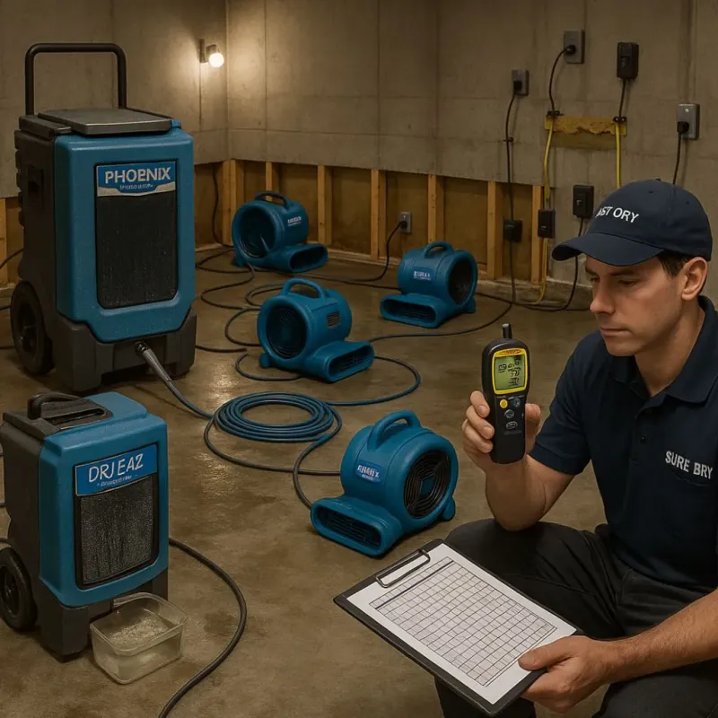 Structural Drying and Dehumidification process in Reno, TX